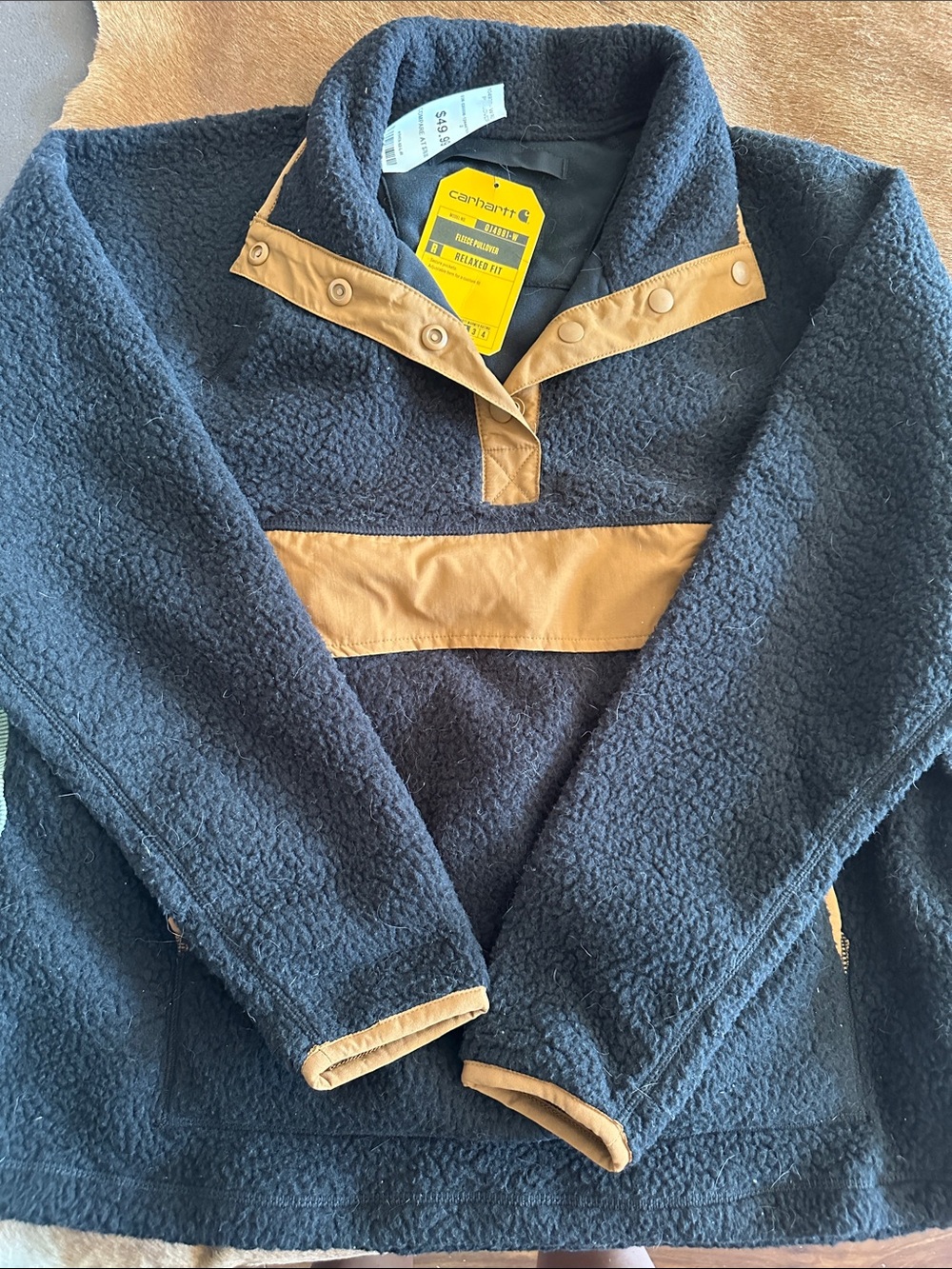 Carhartt black Sherpa Pullover with Tan Accents